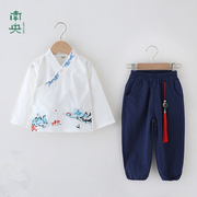 男童唐装中国风儿童汉服春夏季长袖，套装复古民族风古装新中式服装