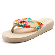 路拉迪女士人字拖中跟厚底坡跟防滑夏季夹拖凉拖鞋波西米亚沙滩鞋