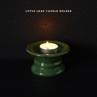 出口欧式 个性墨绿色荷花造型陶瓷家用蜡烛烛台 蜡台家居摆件装饰