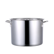不锈钢汤桶商用圆形带盖煮肉桶炖卤肉锅高身复底锅加厚电磁炉汤锅