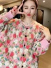 大码200斤胖mm甜美复古毛衣外套女春秋宽松洋气质减龄针织开衫