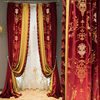 欧式奢华窗帘高档大气红色，刺绣花宫廷风婚房法式卧室绒布定制别墅