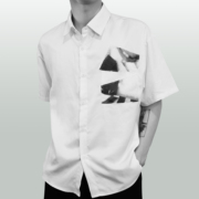 FLEE BASEMENT 夏季极简设计白色百搭衬衫男短袖高级感简约衬衣