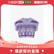 香港直邮潮奢 Benetton 女童V领提花针织背心(6-14岁)童装