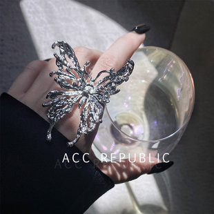 液态大蝴蝶戒指女小众，设计高级感夸张独特时尚，个性冷淡风装饰食指