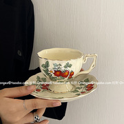 法式复古浪漫下午茶杯碟咖啡杯套装小清新草莓陶瓷杯套装 vintage