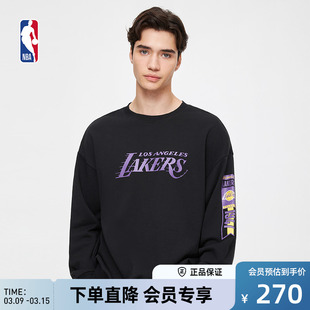 NBA男秋冬舒适宽松圆领球队款休闲卫衣湖人勇士队