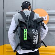 街头潮流双肩包男士韩版大学生书包运动休闲个性卷口防水背包
