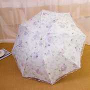 黑胶雨伞折叠太阳伞蕾丝花边防晒防紫外线洋伞遮阳伞女晴雨两