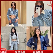 ck女士jennie同款牛仔外套，短款套装夹克翻领，刺绣时尚休闲春秋百搭