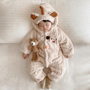 新生婴儿衣服冬款女宝宝，连体衣套装加厚新年冬装棉服哈衣外出抱衣