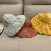 遮阳帽女防晒遮脸空顶大沿韩版儿童太阳帽，夏季双面亲子可折叠户外
