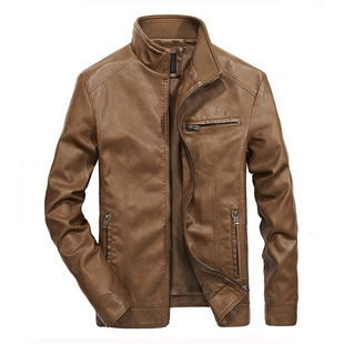 PU Leather Jacket 男装秋季机车薄款皮衣青年休闲大码夹克外套