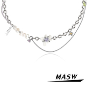 MASW麻秀原创设计秘密花园系列高级感珍珠花朵颈链轻奢甜美锁骨链