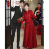 红色敬酒服新娘旗袍，套装结婚便装，回门新中式轻国风订婚礼服裙