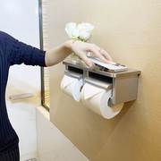 不锈钢纸巾架酒店卫生间厕所，日式免打孔防水双卷纸筒，置物架抽纸盒