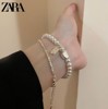 ZARA2024年极细碎银子珍珠手链女轻奢小众精致叠戴手串配饰