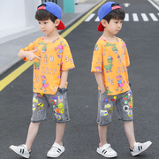 男童夏装套装帅气儿童夏季恐龙短袖，两件套3到4五7六8岁半男孩衣服
