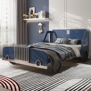 儿童床男孩单人床创意汽车床小户型，儿童房家具，组合套装1.5m实木床