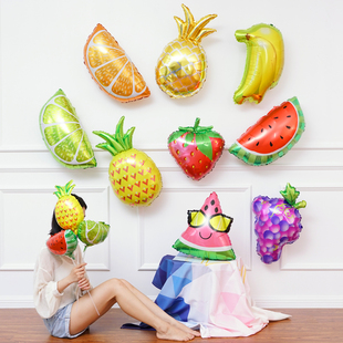 大小号创意水果形状，气球派对气球布置用品，西瓜草莓生日气球装饰