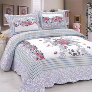 100%全棉床盖三件套韩式单件绗缝，空调被欧式双面两用夹棉加厚床单