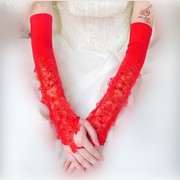 新娘婚纱手套蕾丝长款过肘缎面手套婚礼结婚手套新娘白色优雅