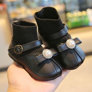 女宝宝鞋子软底皮鞋春秋季1一2到3岁女童，靴子秋天小公主女宝短靴