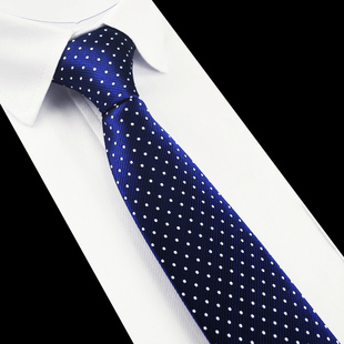 领带男正装商务7cm深蓝色圆点手打黑色休闲免打结衬衫懒人拉链式