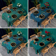 长方形餐桌桌布ins网红风放水加厚棉麻茶几盖布防尘台布圆桌桌布