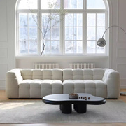 北欧直排懒人羊羔绒沙发大小户型客厅，现代简约豆腐块，网红款布沙发(布沙发)
