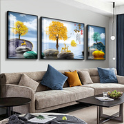 LP新中式客厅装饰画家和沙发背景墙三联挂画现代简约轻奢大气壁画