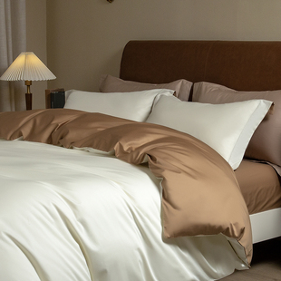 高端纯色四件套100s全棉纯棉2024年床单床笠被套高级床上用品