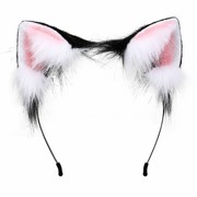 黑粉黑色白色特色甜美可爱猫狐狸耳朵发夹毛绒发卡发箍头饰发饰