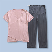夏季莫代尔月子服薄款孕妇睡衣短袖产后产妇哺乳喂奶衣家居服套装