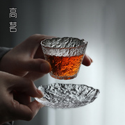 杯垫茶道功夫茶杯玻璃日式品茗杯，茶托创意茶具配件禅意隔热杯托垫