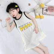 女童吊带睡裙2024夏季儿童可爱鸭子，无袖薄款中小童家居服睡衣
