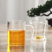茶水道高硼硅玻璃茶杯带过滤三件套水杯带盖花茶杯茶水分离办公室