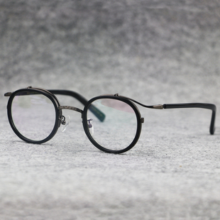 日系手工圆形眼镜框vintage潮人复古配近视眼镜架男女士文艺板材