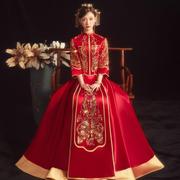 2023中国风小圆领，红色中式旗袍结婚礼服，中式秀禾服