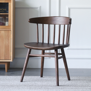 实木餐椅北欧简约复古餐桌椅时尚，温莎椅休闲靠背椅酒吧咖啡椅子