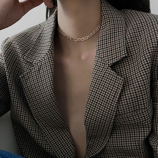 欧美简约金属项链女ins小众设计感短款锁骨，链子气质choker脖颈链