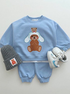 秋冬季婴幼儿宝宝运动套装男女童卡通小童长袖长裤分体两件套