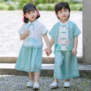 儿童汉服夏装六一儿童，合唱古诗表演服装幼儿园，民族中国风唐装园服