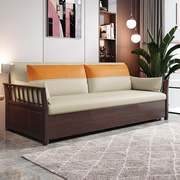 新中式实木沙发床科技，布客厅(布客厅，)2024年小户型可折叠两用多功能