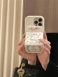 BABYCASE日韩创意甜美可爱卡通蝴蝶结翻盖支架手机壳适用iPhone14ProMax苹果13少女12pro max保护壳