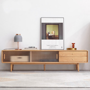匠米诺全实木电视柜，现代客厅北欧小户型，橡木家茶几组合收纳柜