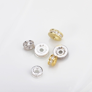 925纯银diy锆石配件微镶车轮，隔片整圈钻隔珠，水晶手链项链配饰