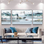 客厅装饰画新中式沙发背景墙现代简约墙画轻奢大气三联画家和