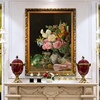 欧式古典花卉油画喷绘定制餐厅，玄关装饰画竖幅客厅挂画静物有框画