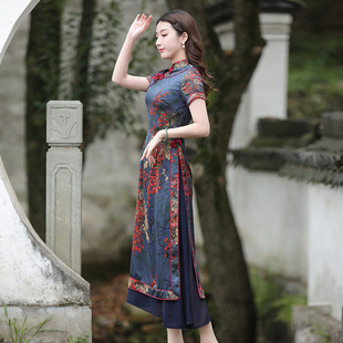 奥黛改良旗袍2023年中国风，连衣裙女夏年轻款高端气质富贵长裙
